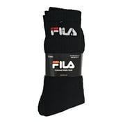 Fila Men's 3-Pair Cushioned Athletic Socks - Black, Shoe Size 6-12, Sock Size 10-13