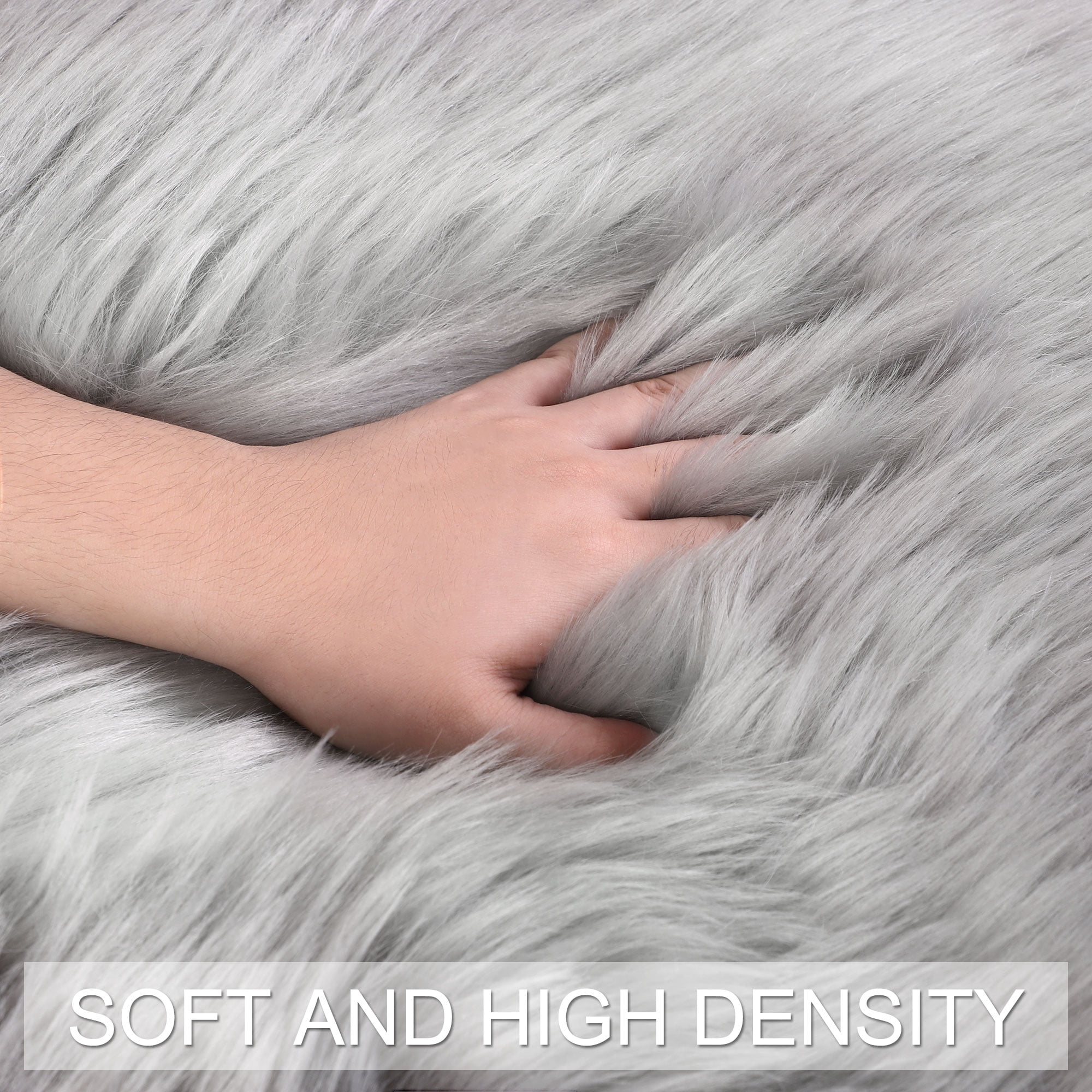 Unique Bargains Artificial Animal Wool Soft Faux Fur Sheepskin Plush Area Rug Light Gray 2x2 Feet Round