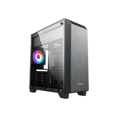 Gamemax Nova N5 Black USB3.0 Tempered Glass ATX Mid Tower Gaming Computer Case w/ 1 x Rainbow LED Fan x Rear (Pre-Installed)