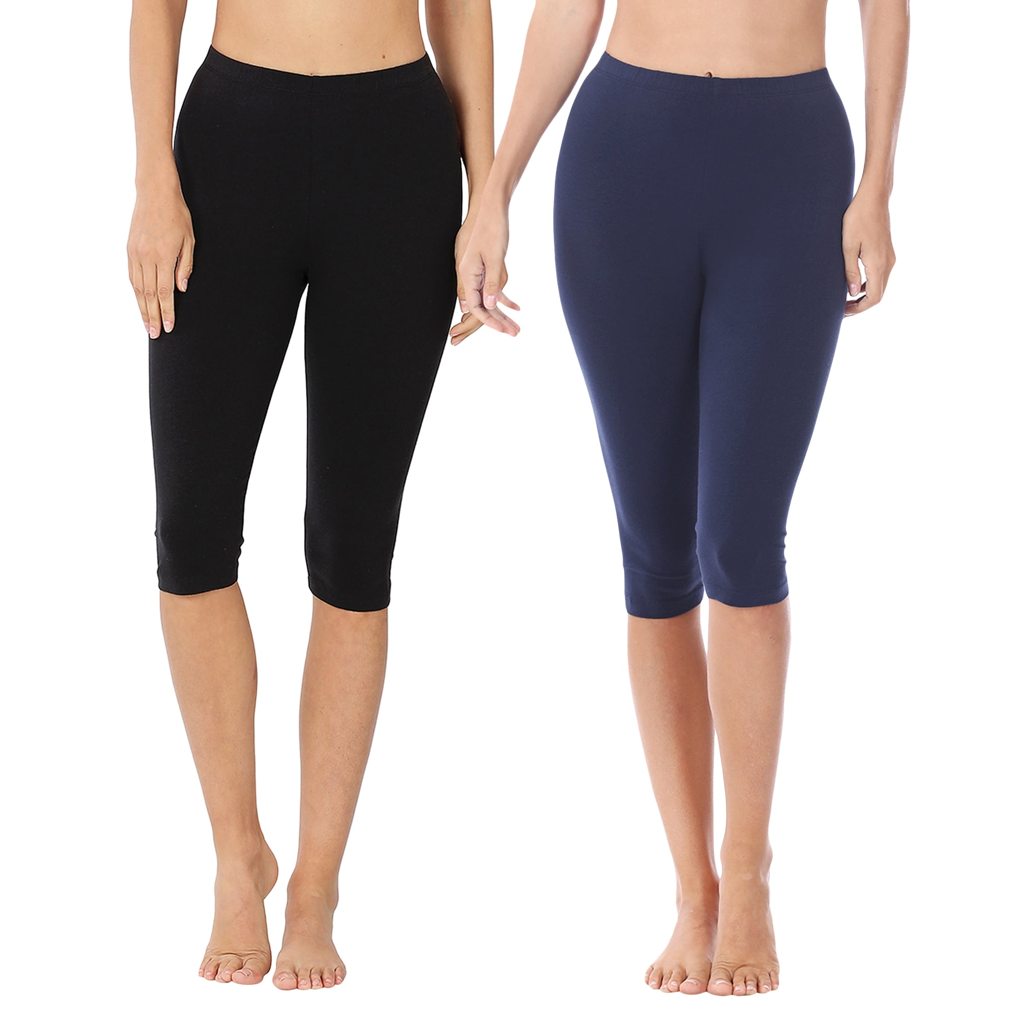 Women Lady basic Black Cropped Gym Yoga 95% cotton Pants leggings Jeggings 