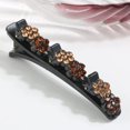 thumbnail image 5 of 4 Pcs Sparkling Crystal Stone Braided Hair Clips, Satin Fabric Hair Bands, Four-Leaf Clover Rhinestone raided Hair Clip Duckbill Hair Clips for Women/Girls (Double Flower-4 pcs), 5 of 5