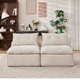 thumbnail image 4 of Modular 2 Beige , Chenille Upholstery, No , Diy, With Neck And Lumbar Pillows For Support 2 Seats, Cover, Diy Options, &, 4 of 6
