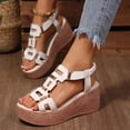 thumbnail image 5 of Bnwani Platform Sandals,Sandals for Women,Wedge,Open Toe,Casual,Cutout,White,7.5, 5 of 9