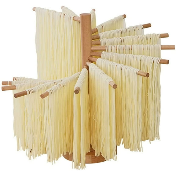 Jetcloudlive Collapsible Pasta Drying Rack Wooden Spaghetti Stand Dryer with 16 Suspension Rods Homemade Wood Fresh Noodle Hanger Easy Storage and Quick Set-Up Hanging Rack for Home Kitchen Cooking