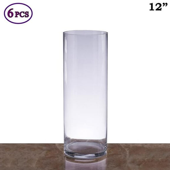 Efavormart Cylinder Glass Centerpiece Flower Vase 6pcs/set