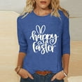 thumbnail image 2 of Happy Easter 3/4 Sleeve Round Neck Shirt Women Casual Cute Print Tee Basic Pullover Tops T-Shirt (2XL, A Blue), 2 of 3