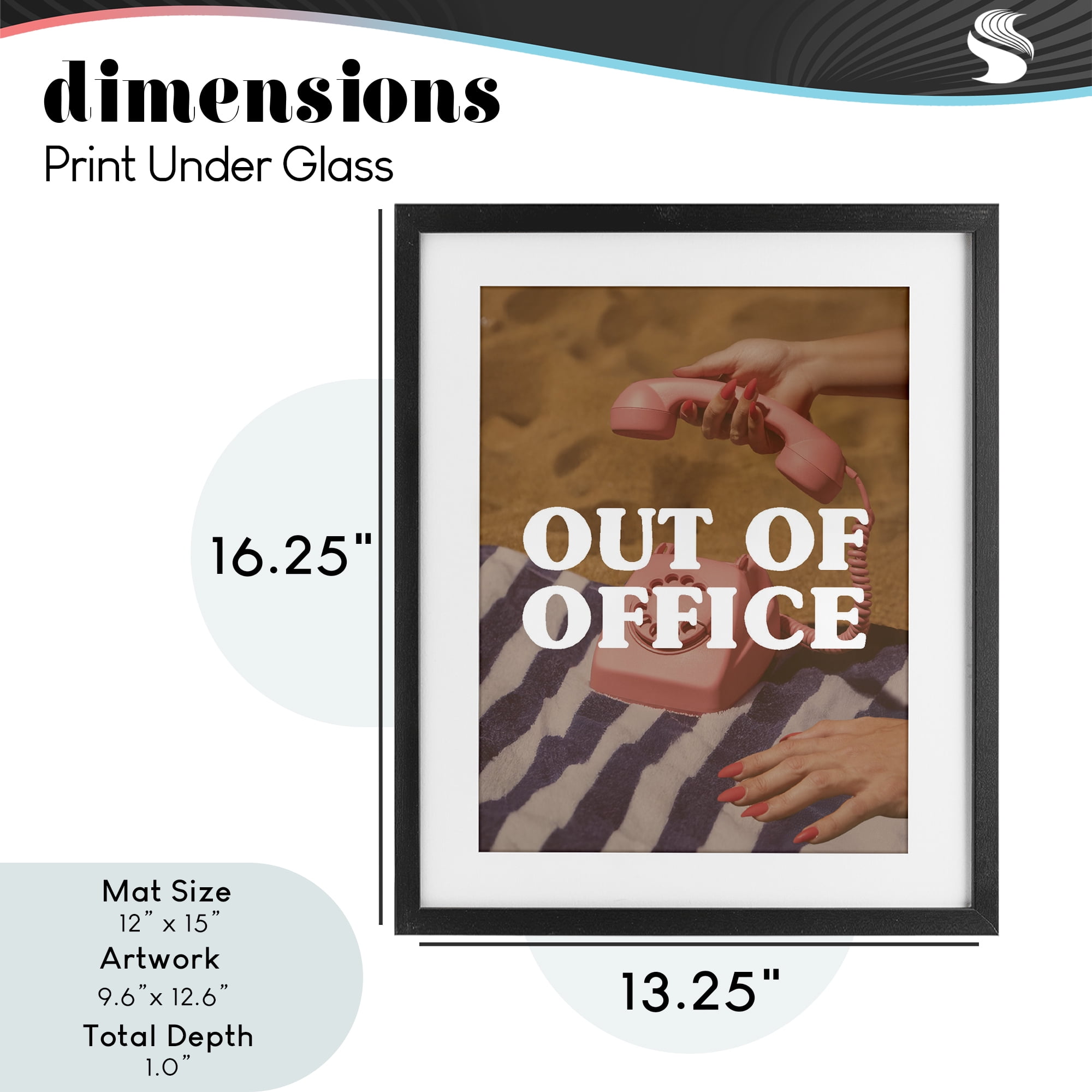 Out of Office Pink Phone Black Framed Print Under Glass, design by Lil' Rue