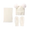 thumbnail image 5 of Walbest Baby Winter Hat Warm Scarf Gloves Set Pompoms Knitted Beanie Mitten Scarves for Toddler Girl Boy color Beige, 5 of 7