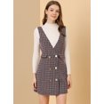 thumbnail image 2 of Unique Bargains Robe Salopette de Bureau Taille Haute à Carreaux pour Femmes, 2 of 6