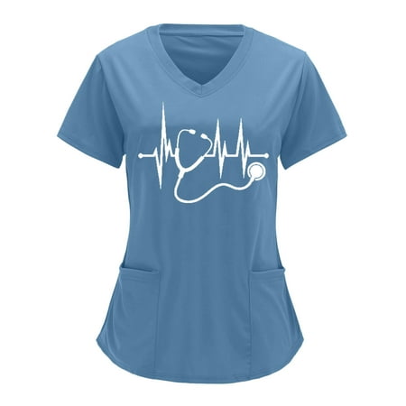 

Bulk Cotton Shirts Cotton Long Shirts for Leggings for Women Short Sleeve Scrub Tops Women Women V Neck Solid Color Overalls Partial Positioning Printing Solid Color Short Sleeve Top Overalls Top