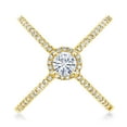 thumbnail image 2 of Gem Stone King 18K Yellow Gold Plated Silver Criss Cross X Ring Set with Moissanite (1.32 Cttw) (Size 7), 2 of 5