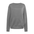 thumbnail image 4 of WREESH Womens Crewneck Sweatshirt Casual Solid Long Sleeve Pullover Tops Loose Fit Lightweight Sweatshirt with Pocket Gray, 4 of 4