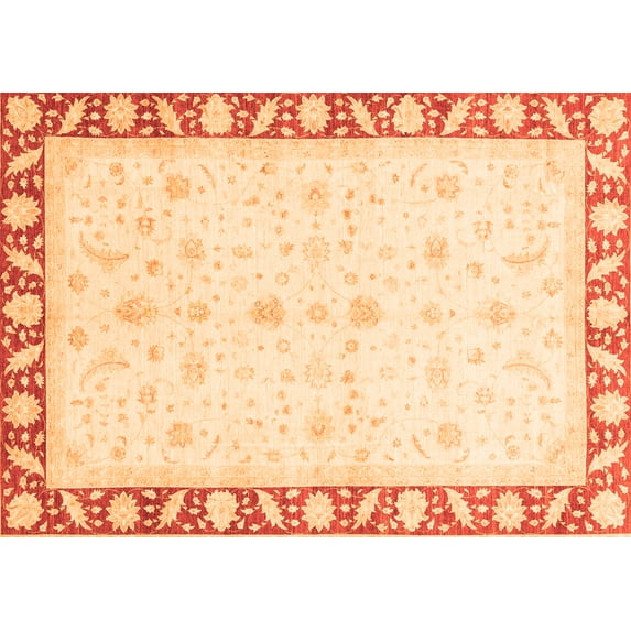 Ahgly Company Indoor Rectangle Abstract Orange Modern Area Rugs, 2' x 3'