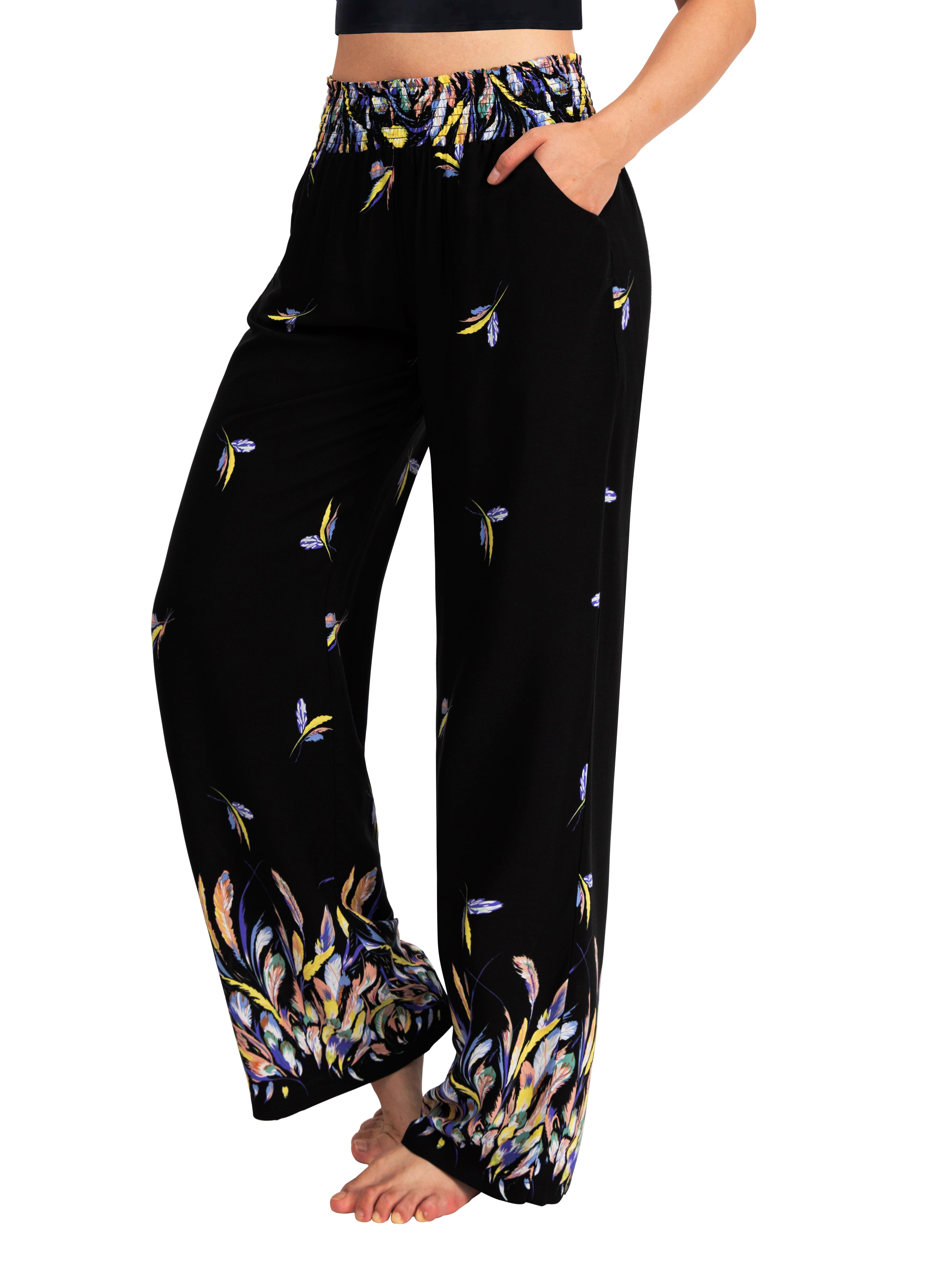 OmicGot Women's Casual Boho Palazzo Pants for Women Wide Leg Pants m