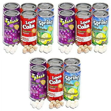 Kidsmania Soda Can Fizzy Candy, 3 Six-Packs, 18 Cans Total, Party Favors, 4 Flavors