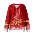 thumbnail image 3 of Women's Casual Fashion Long-Sleeve Zip-Up Hoodie with Christmas Print, Knitted Pullover for Comfortable Wear and Style,Red,M, 3 of 7