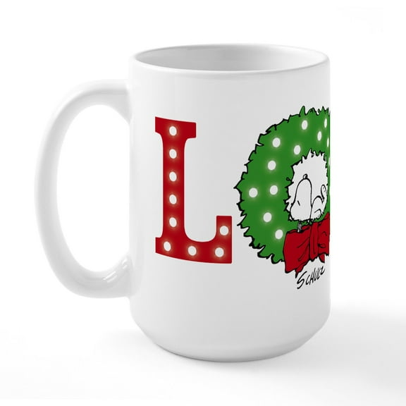 CafePress - Snoopy Holiday Love - 15 oz Ceramic Large White Novelty Mug