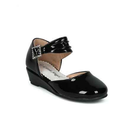 

New Girl Little Angel Sophie-976E Ankle Strap d Orsay Ankle Strap Low Wedge
