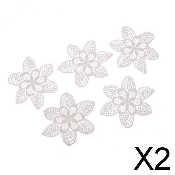 Parches de Flores Bordados Blancos Soledad Apliques DIY 5 Piezas 2x5