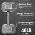 thumbnail image 4 of Par de Mancuernas Hexagonales Altera Metalicas HXS-40LB 40 LBS, 4 of 5