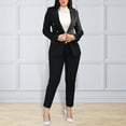 thumbnail image 4 of 2 Pcs/Set Lady Formal Coat Pants Set Turn-down Collar Double-breasted Long Sleeves Jacket Slim Fit Pure Color Trousers Casual Daily Wear Commuting Outfit, 4 of 8