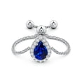 thumbnail image 2 of ANGARA Natural Pear-Shaped Sapphire Halo Bolo Ring in 14K White Gold for Women (Size-6x4mm) | September Birthstone, Birthday, Anniversary, Jewelry Gift for Women | Natural Blue Sapphire Ring, 2 of 9