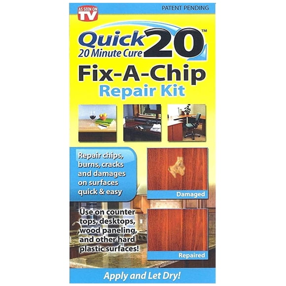 Quick 20 No Heat Fix-A-Chip Repair Kit Fix Chips Burns Dings Damage Surface Wood Plastic Stone Match Any Color 4 Oz. Pack Liquid Leather 20-415