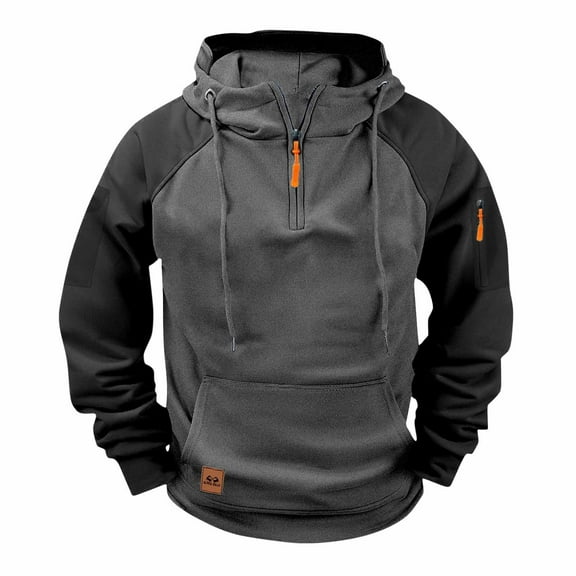 Timoontee Tactical Sweatshirts Men Outdoor Military Sweatshirts Casual Long Sleeve Lightweight Tops Workwear Sweatshirts Solid Zip Up Hoodies Gray XL
