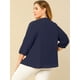thumbnail image 5 of Women's Plus Size Work Round Neck Ruffle Chiffon Blouse Top Navy Blue 1X, 5 of 7