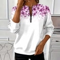 thumbnail image 2 of Womens Sweatshirts Casual Half Zip Pullover Tops Fashion Retro Floral Printing Long Sleeve Blouses Loose Crewneck Hoodless Sweatshirt Fall Outfits Outwears Winter Clothing, 2 of 5