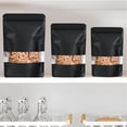 thumbnail image 6 of CCOCC 100Pcs Stand Up Mylar Foil Food Storage Bag Smell Proof Resealable Zip Seal Pouch Bags with Matte Window Black 3.5"x5" (9x13cm), 6 of 7