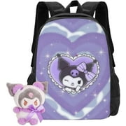 Kuromi Dreamy Purple Backpack Cute Cartoon Laptop Bag Anime 3d Print Backpack For Kawaii Fans Gifts With Keychain