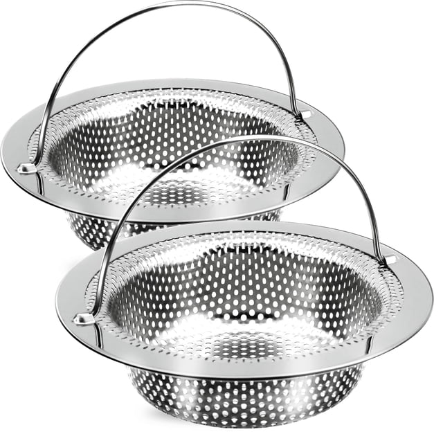Colador de desagüe para fregadero de cocina Giramika, acero inoxidable, 2 unidades