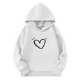 thumbnail image 4 of SGFCWSX Girls Hoodies Heart Print Sweatshirt for Kids Hooded Fashion Long Sleeve Warm Pullover Tops White Size 9-10 Years, 4 of 5