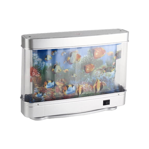 Mini Aquarium Fish Lamp Decor Artificial Fish Tank With Moving Fish Sensory Lamp Plastic 30X23X7Cm Home Decoration