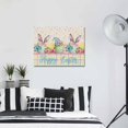 thumbnail image 3 of Easter Bunny Canvas Print Wall Art Colorful Eggs Pink Flower Bow Rabbit Ear Retro Polka Dots Pictures Painting Morden Artwork for Living Room Bedroom, Ready to Hang - 12"x16", 3 of 9