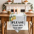thumbnail image 3 of Table Runners 72 Inches Long, Lemon Letter Cotton Linen Kitchen Dining Coffee Table Runner for Party Home Decor, Modern Simple Botanical Fruit Leaves Stripe Tabletop Dresser Scarves 13x72 Inch, 3 of 9