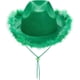 thumbnail image 3 of Sombrero de vaquero verde para hombre y mujer, sombrero de vaquera de fieltro con adorno de piel esponjosa, sombrero de plumas Extra grande para adultos, accesorios para fiesta occidental, 3 of 5