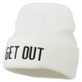 thumbnail image 2 of Get Out Embroidered Long Knit Beanie - White OSFM, 2 of 5