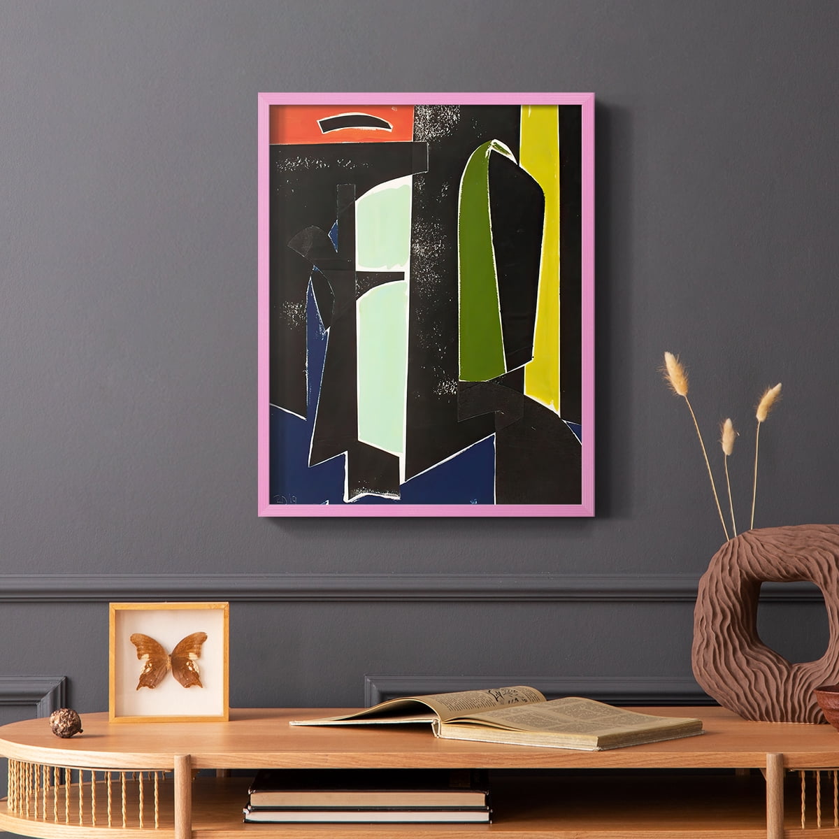 Spanish Arches Framed Print in Pink Solid Wood Framed Print No Nail Hanging