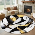 thumbnail image 3 of Modern Geometric Round Area&nbsp;Rug 5ft Black and Gold Line Non-Slip&nbsp;Washable Circle Rugs Soft Felt Indoor Floor Mat for Bedroom Kitchen Living Room Bathroom, 3 of 9