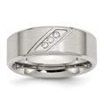 thumbnail image 1 of Acier Inoxydable Poli et Brossé CZ 8mm Biseauté Bague de Bande 9 Taille, 1 of 7