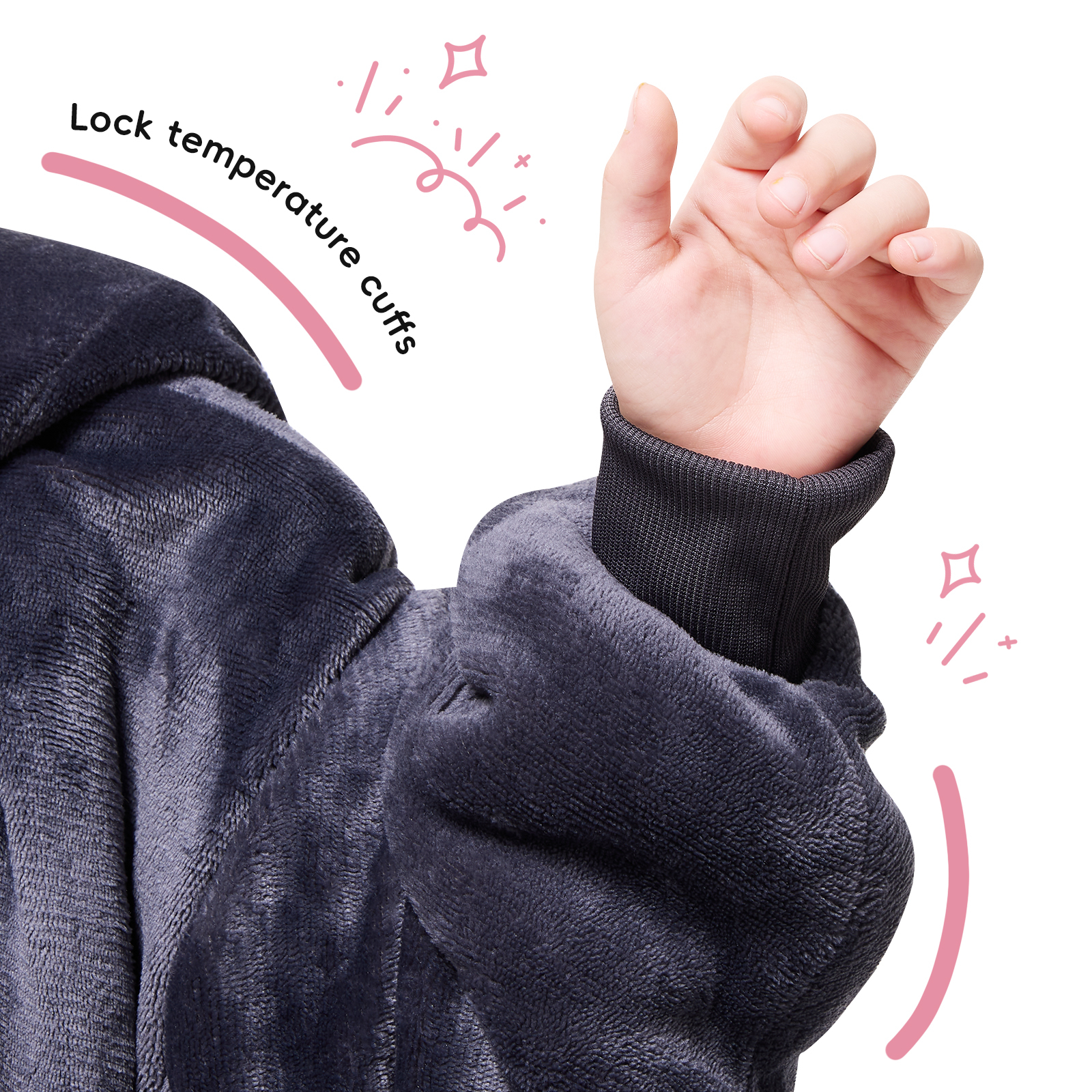 PMONPA Wearable Blanket Hoodie for Kids, Soft Double Layer Sherpa Fleece Sweatshirt,Teen Gifts for Kids, Youth, Boys, Girls, One Size, Gray