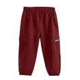 thumbnail image 1 of LLYWEY Pantalons Cargo pour Garçons - Joggeurs pour Bébé Garçon - Pantalons à Taille Élastique Couleur Unie avec Poches Pantalons Décontractés Quotidiens Rouges 6-12 Mois, 1 of 3