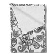thumbnail image 2 of Ethnic Soft Flannel Fleece Blanket, Paisley Inspired Continuous Pattern of Monochrome Floral Repetitive Design, Cozy Plush for Indoor and Outdoor Use, 70" x 90", Charcoal Grey White, by Ambesonne, 2 of 5