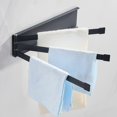 thumbnail image 4 of 3 Swing Arms Towel Holder Wall Mount Towel Rack Dish Rag Dishcloths Washcloth Storage Organizer Hanger Swivel Hand Towel Bar(black), 4 of 5