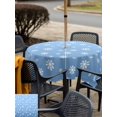 thumbnail image 4 of Outdoor Tablecloth with Umbrella Hole and Zipper, Christmas Sky Blue Square Table Cloth 60x60 Inch Waterproof Tablecloth, Xmas Snowflakes Winter Minimalist Picnic Table Cover for Patio Camping, 4 of 7