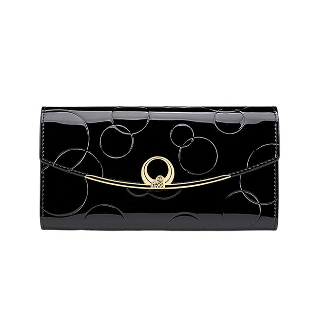 Sonducket Cartera de cuero para mujer, elegante tarjetero de Color sólido, bolsillo con cremallera, carpeta de fotos, monedero para niñas, Carteras Negro Tipo 1