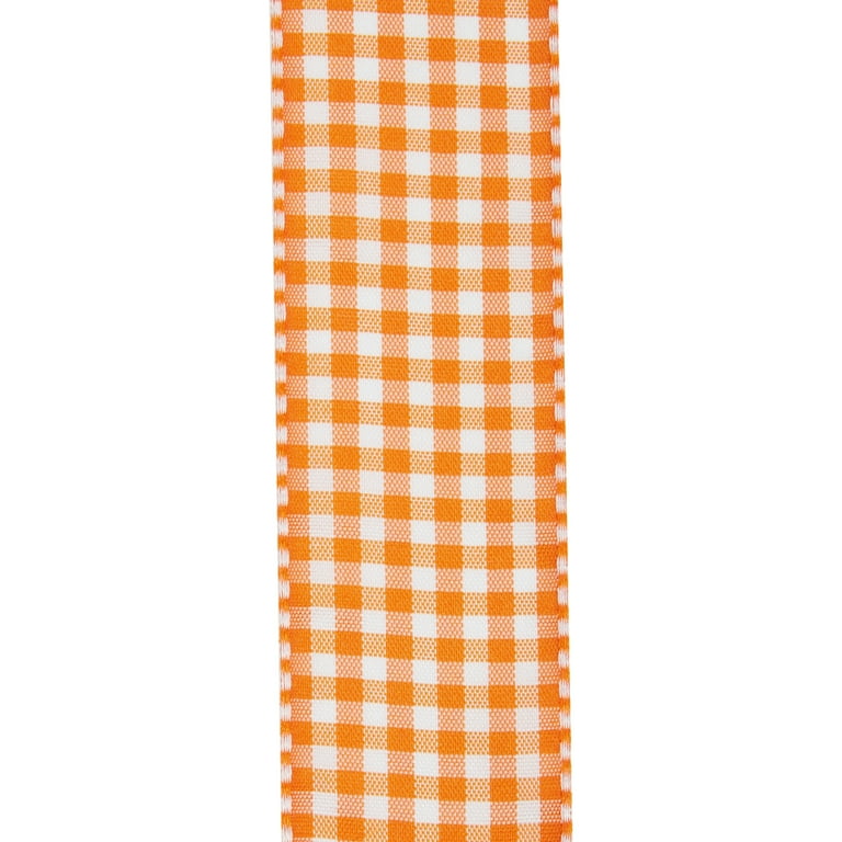 Offray Ribbon, Torrid Orange 1 1/2 inch Gingham Check Woven Ribbon