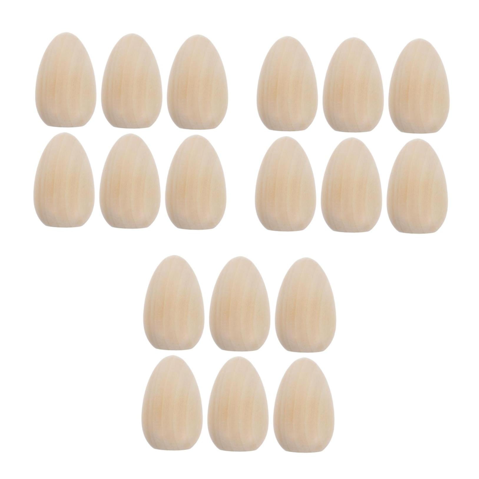 Hemoton 18-Piece Wooden Eggs Set Unpainted Easter Eggs for Decorating, Painting, Graffiti Toy Ornaments for Easter Party Fun